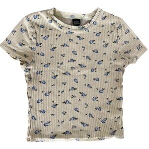 Wild Fable Floral Ribbed Knit Crop Top Juniors Mint Green